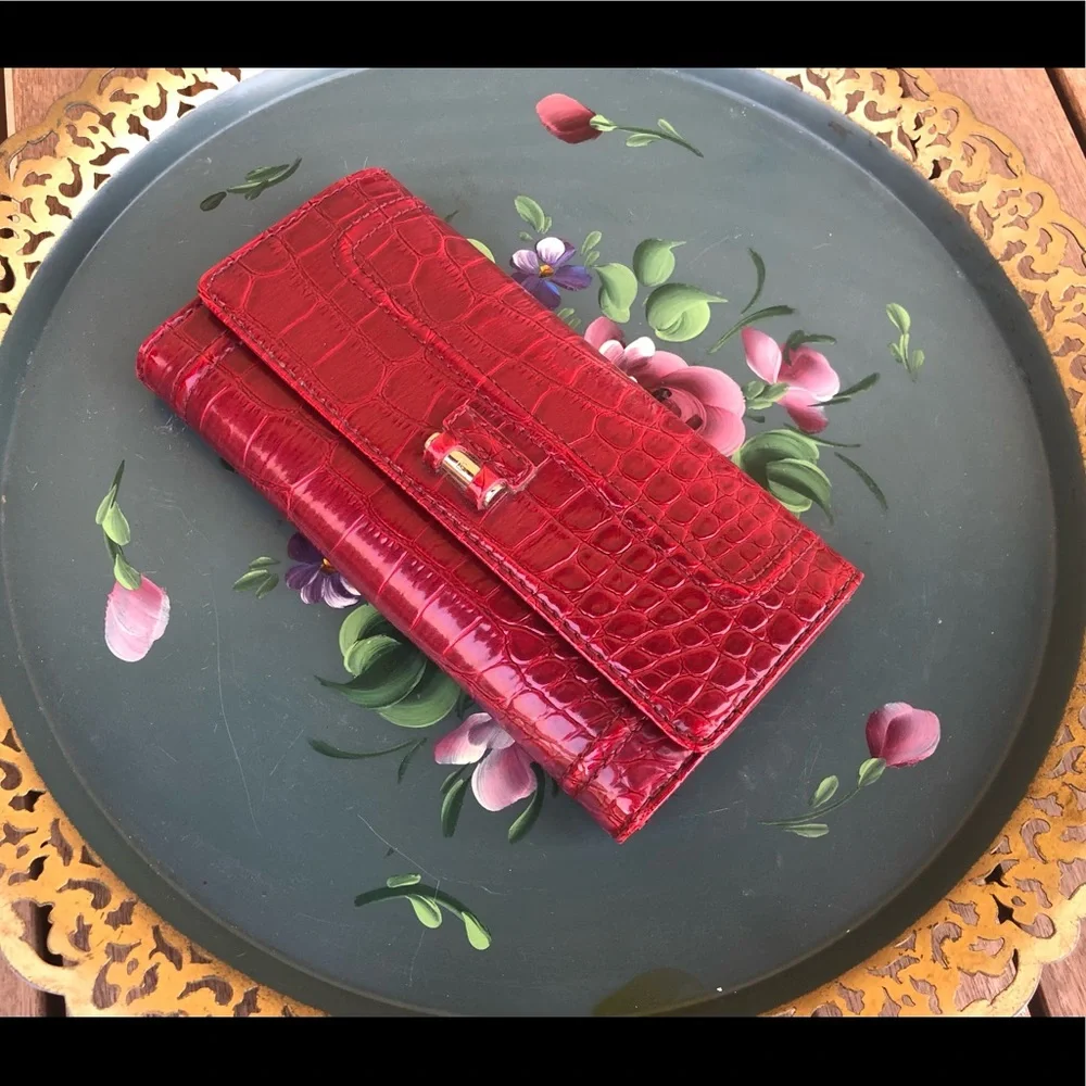 Liz Claiborne Red Embossed Wallet
